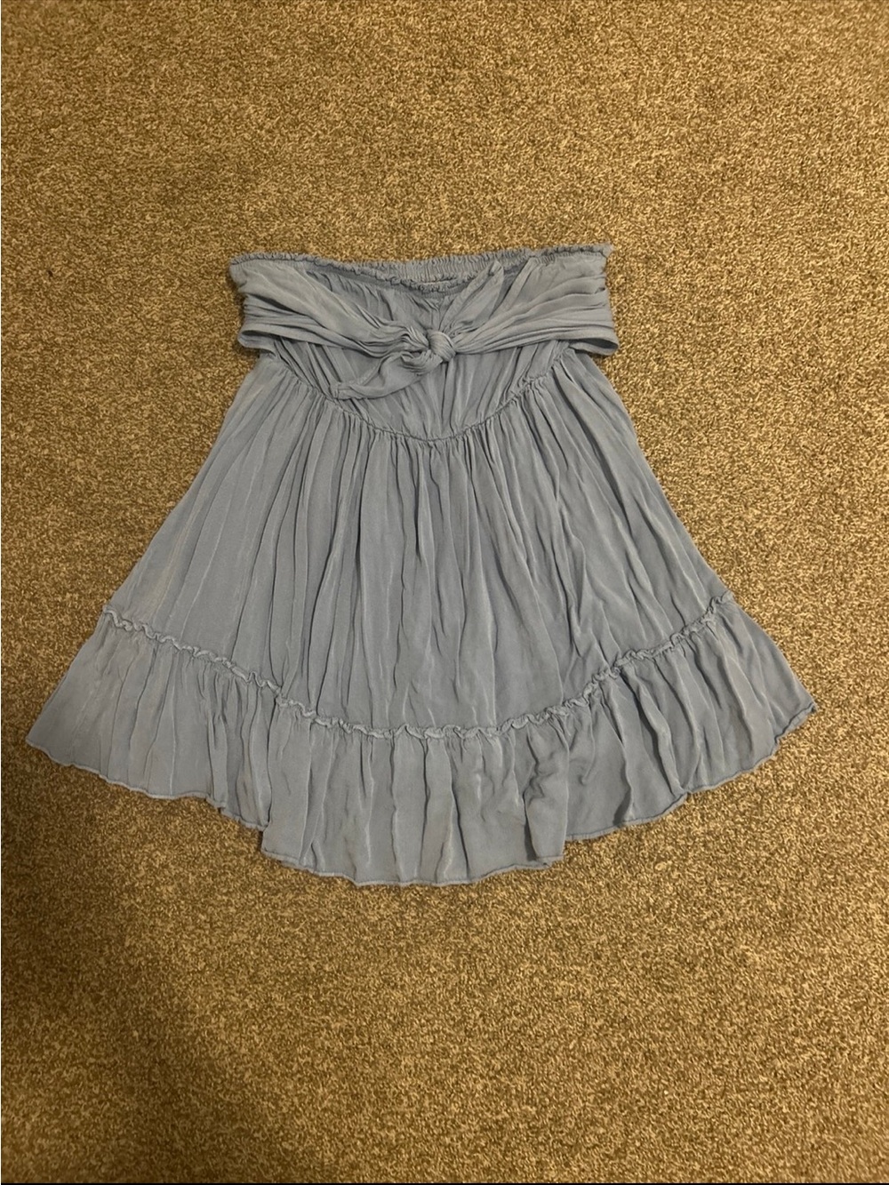 Light Blue Ruffled Women’s strapless dress